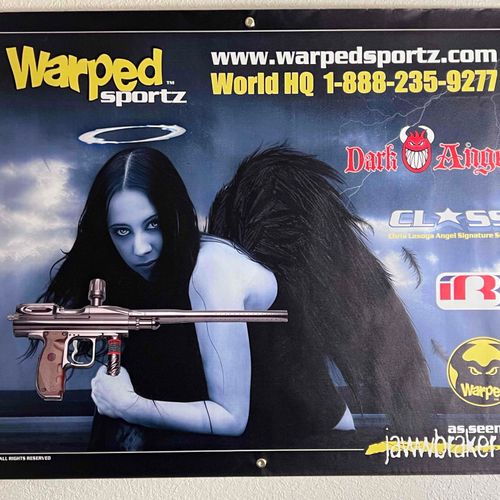 Warped Sportz Lasoya Dark Angel IR3 Paintball Banner - vtg, mint