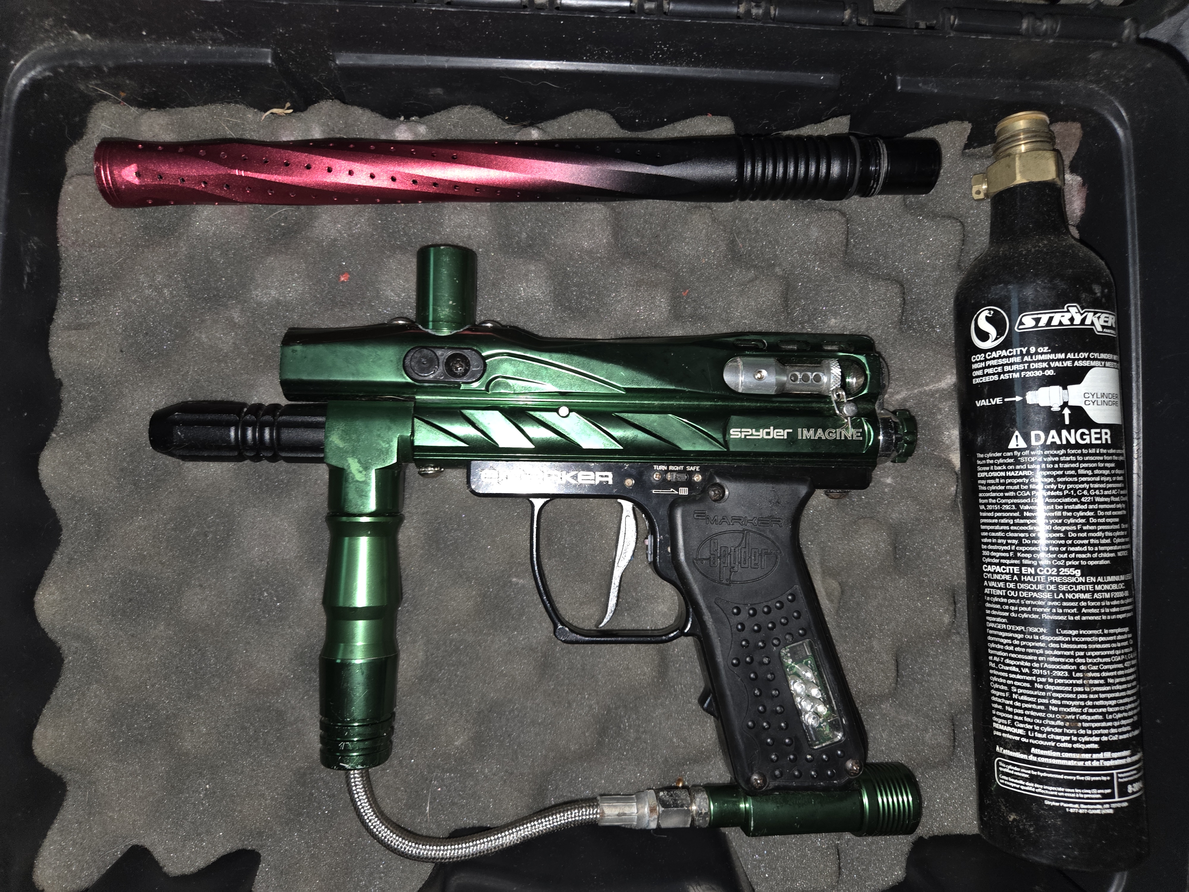 Paintball Starter Lot – Tippmann 98 Custom with scope and foregrip & Spyder Imagine with 2 co2 tanks and aftermarket barrel 