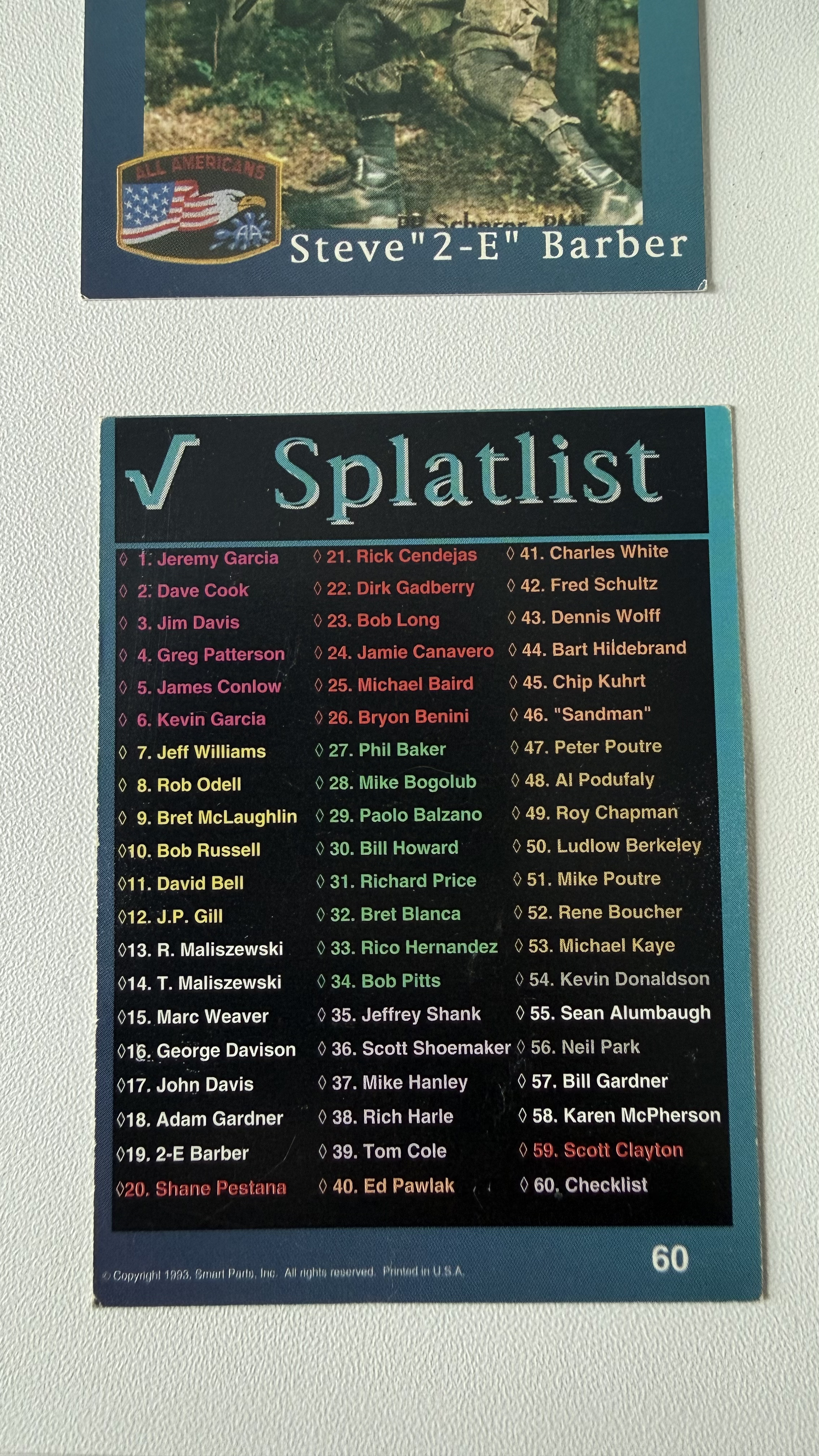 '93 Paintball ProSet Trading Cards