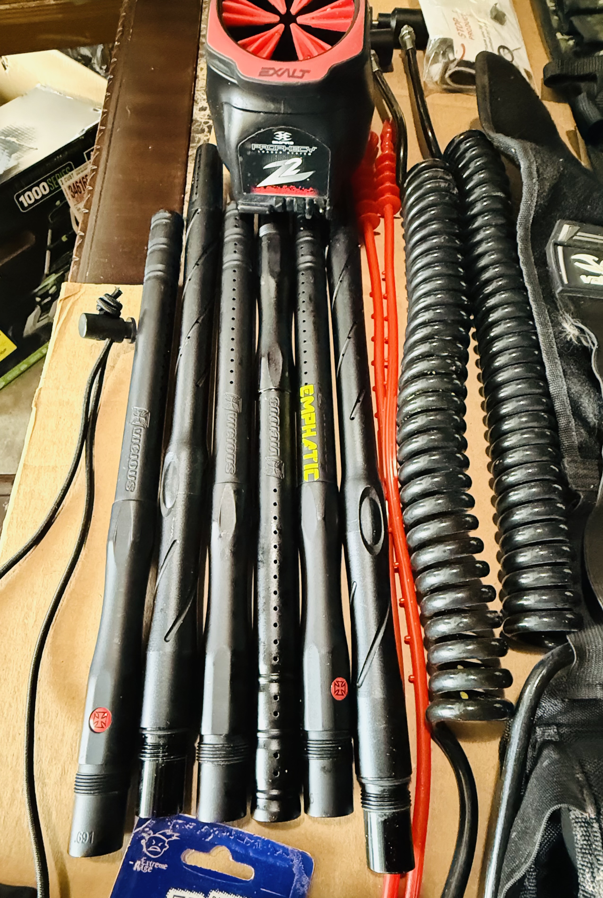 Complete Paintball Gearbag Lot - Masks, Loaders, Barrels, & Accessories (Dye, Empire, Valken)