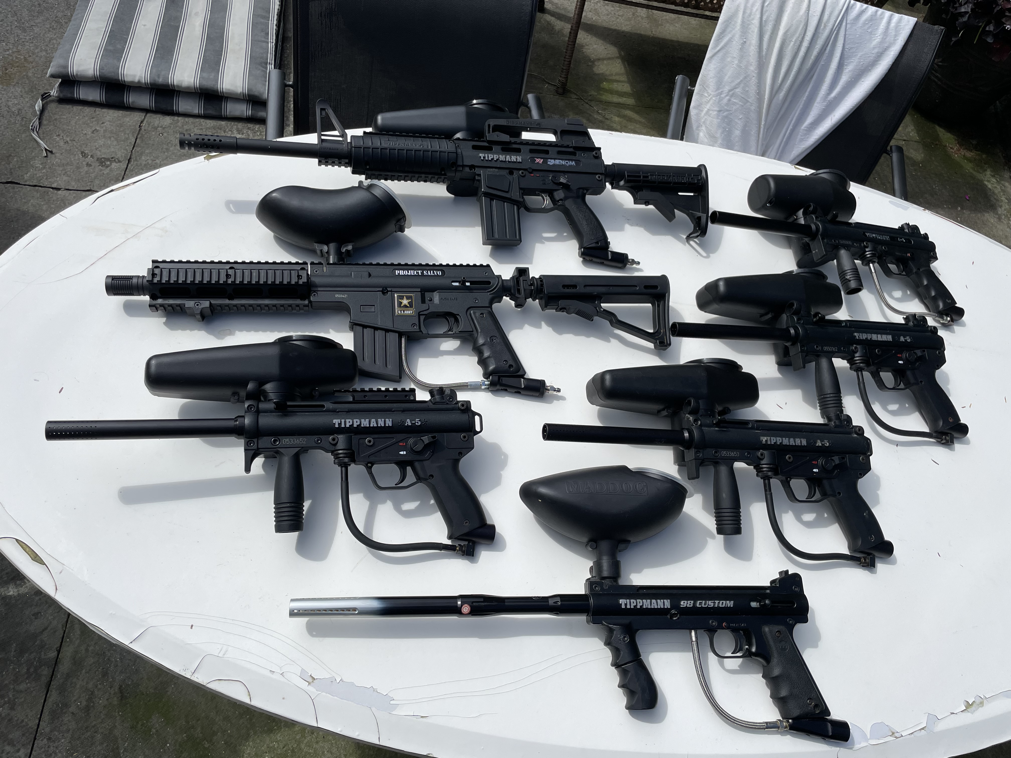 Tippmann Paintball Lot – 6 Markers, Masks & Gear