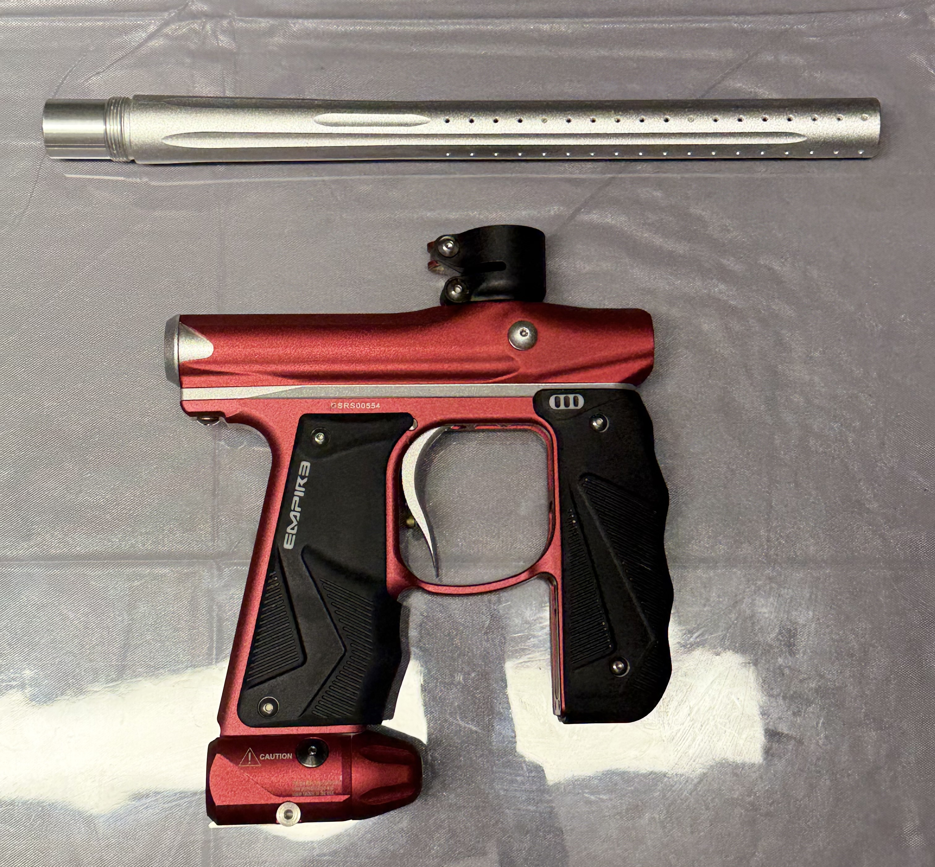 Paintball Setup - Empire Mini GS (Red/Silver), Valken V-MAX+ Hopper, Dye i4 Mask (Red/Gold)