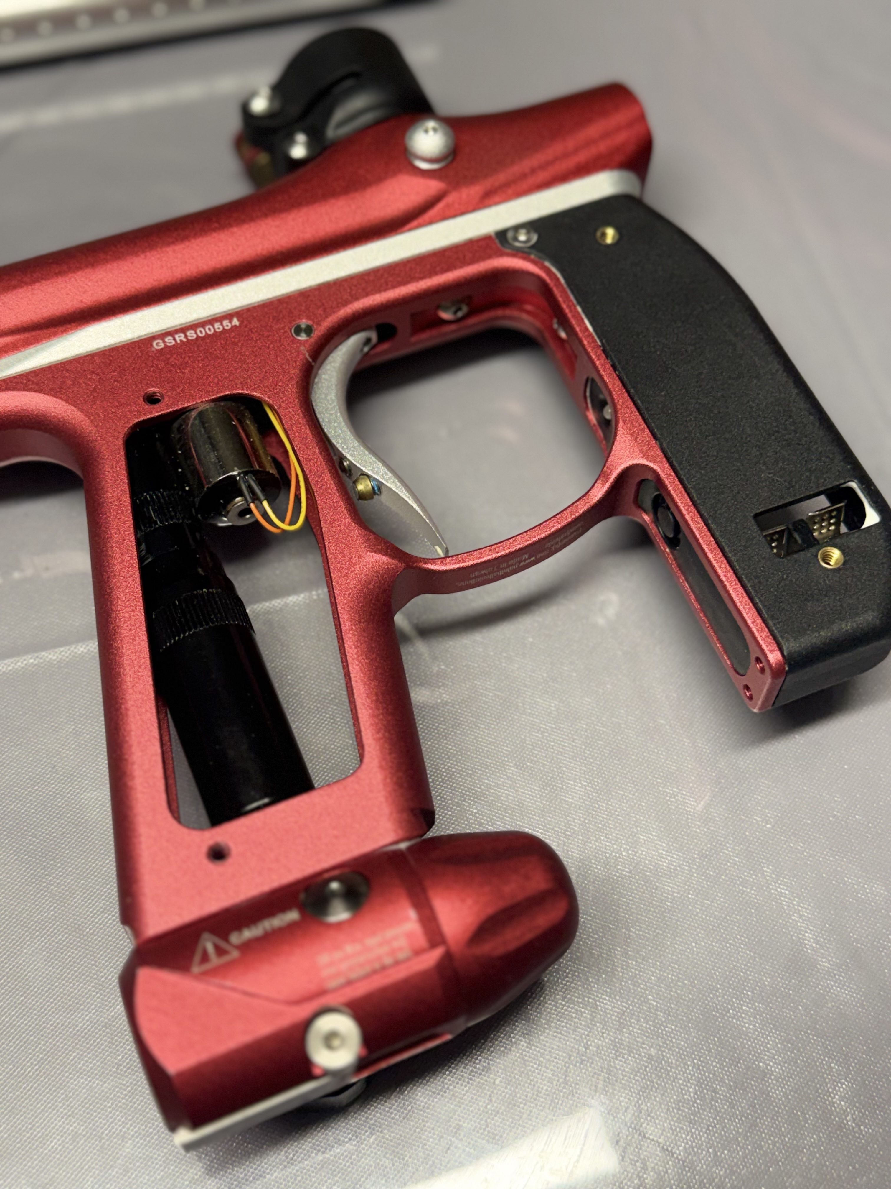 Paintball Setup - Empire Mini GS (Red/Silver), Valken V-MAX+ Hopper, Dye i4 Mask (Red/Gold)