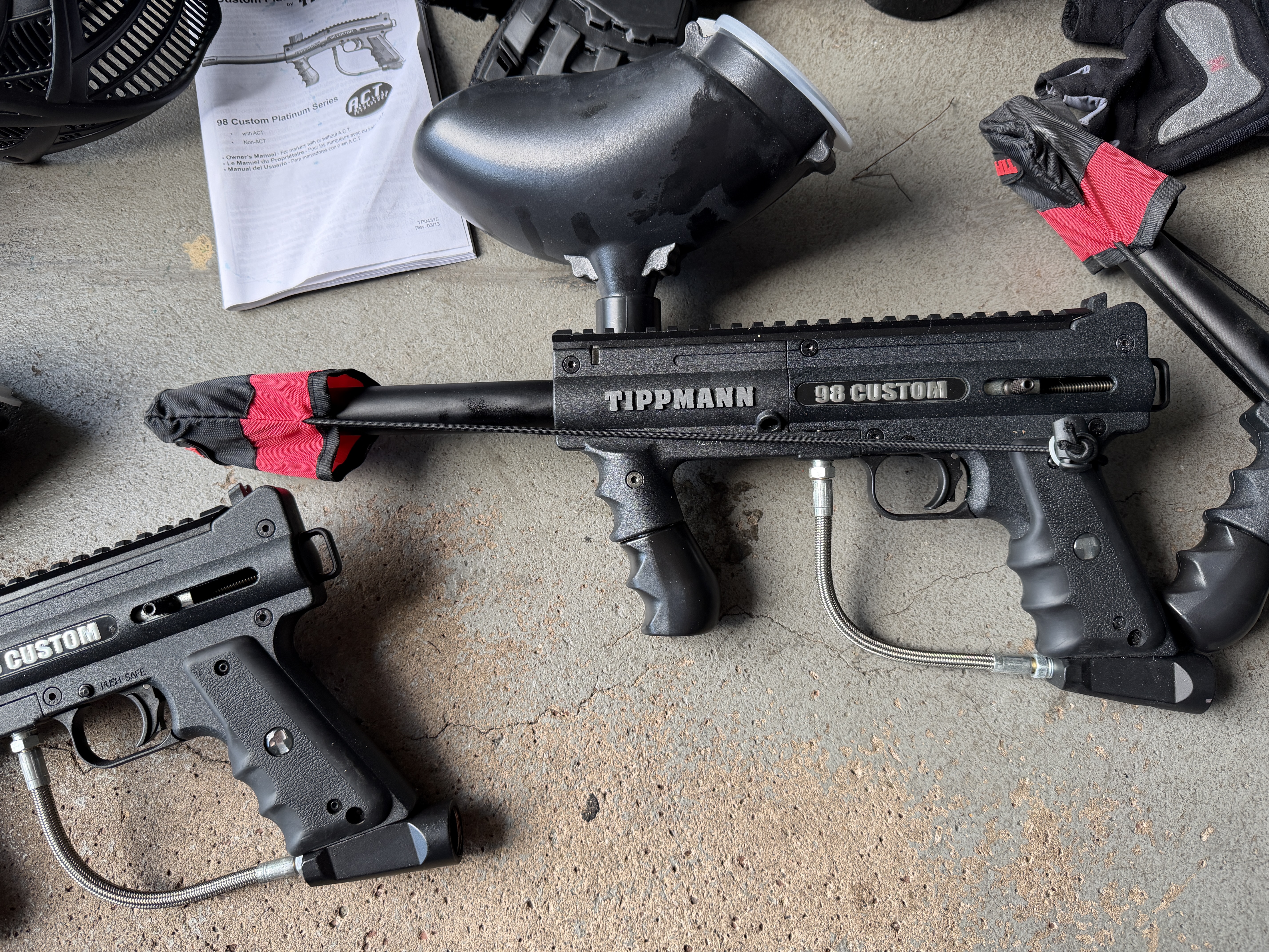 3 paintball guns and accessories 