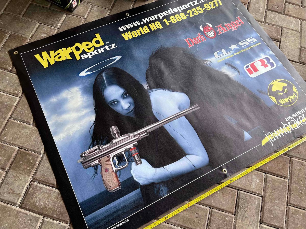 Warped Sportz Lasoya Dark Angel IR3 Paintball Banner - vtg, mint