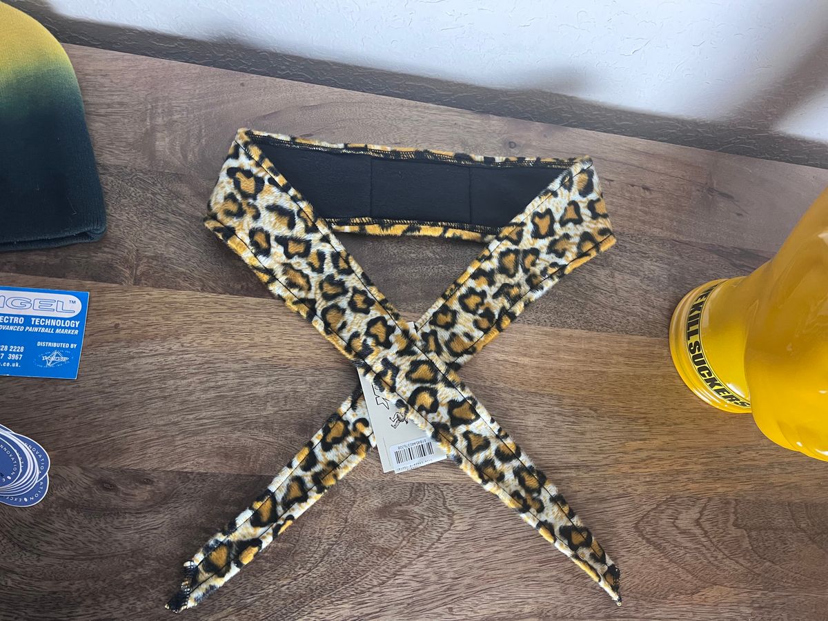 Angel x Bunkerking Paintball Headband - Gold Snow Leopard - Vintage - Padded