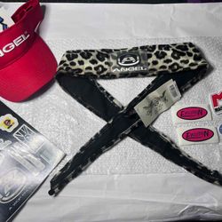 Angel Paintball Headband SNOW LEOPARD + Visor + Vintage Sticker Lot