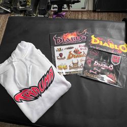 Diablo Paintball Trauma Hoodie - Size L  - Bonus Vtg Diablo Sticker Sheets - NOS