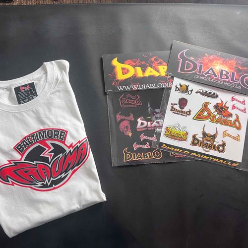 Vintage🔥 Diablo Trauma Paintball  T Shirt - Size L  - Free Vtg Stickers