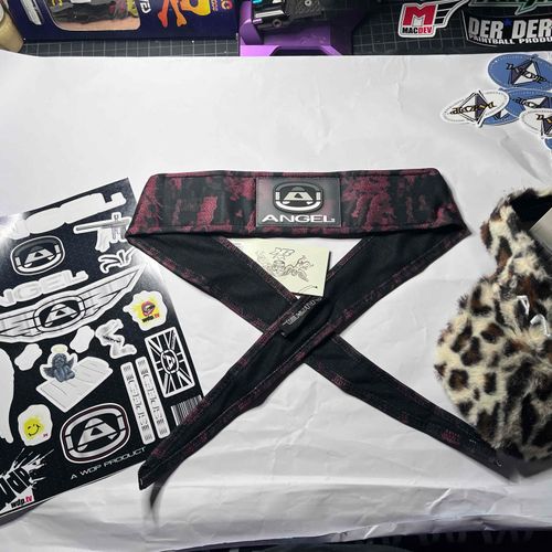 Angel Paintball Headband - CRIMSON + Angel Visor + Angel Sticker Sheet Lot