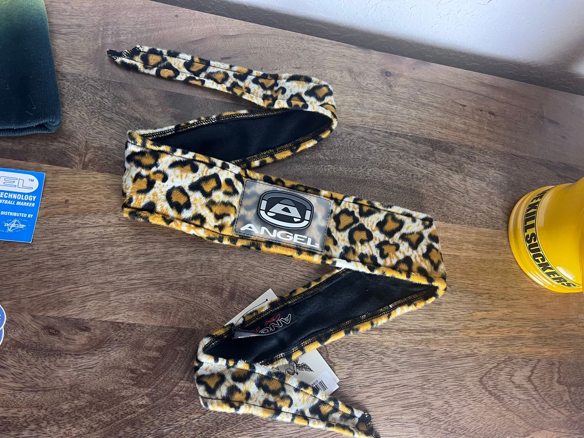Angel x Bunkerking Paintball Headband - Gold Snow Leopard - Vintage - Padded