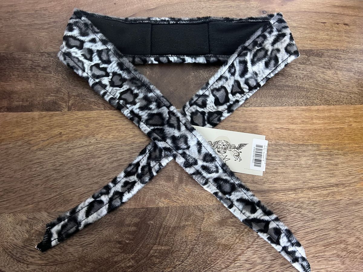 Angel x Bunkerking Paintball Headband - Grey Snow Leopard - Vintage - Padded