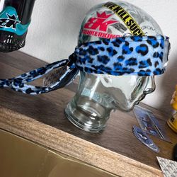 Angel x Bunkerking Paintball Headband - Blue Snow Leopard - Vintage - Padded