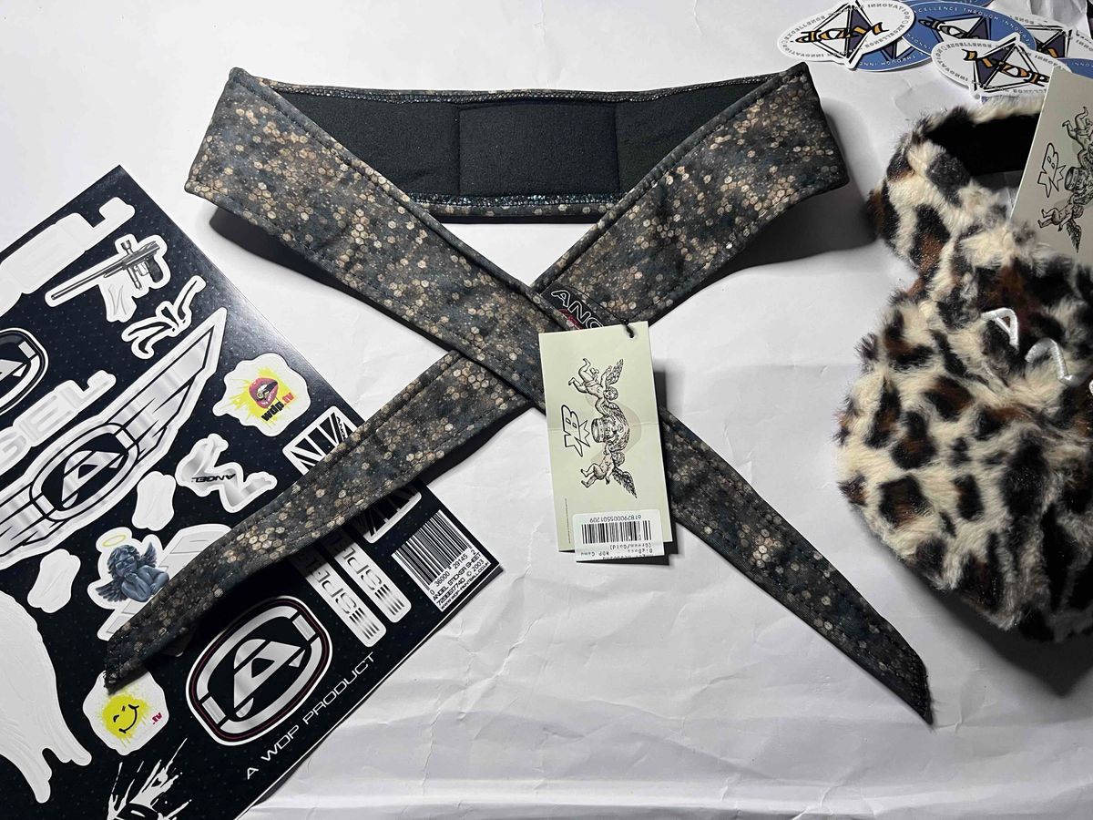 Angel Paintball Headband - Green/gold Camo + Angel Visor + Sticker Sheet Lot
