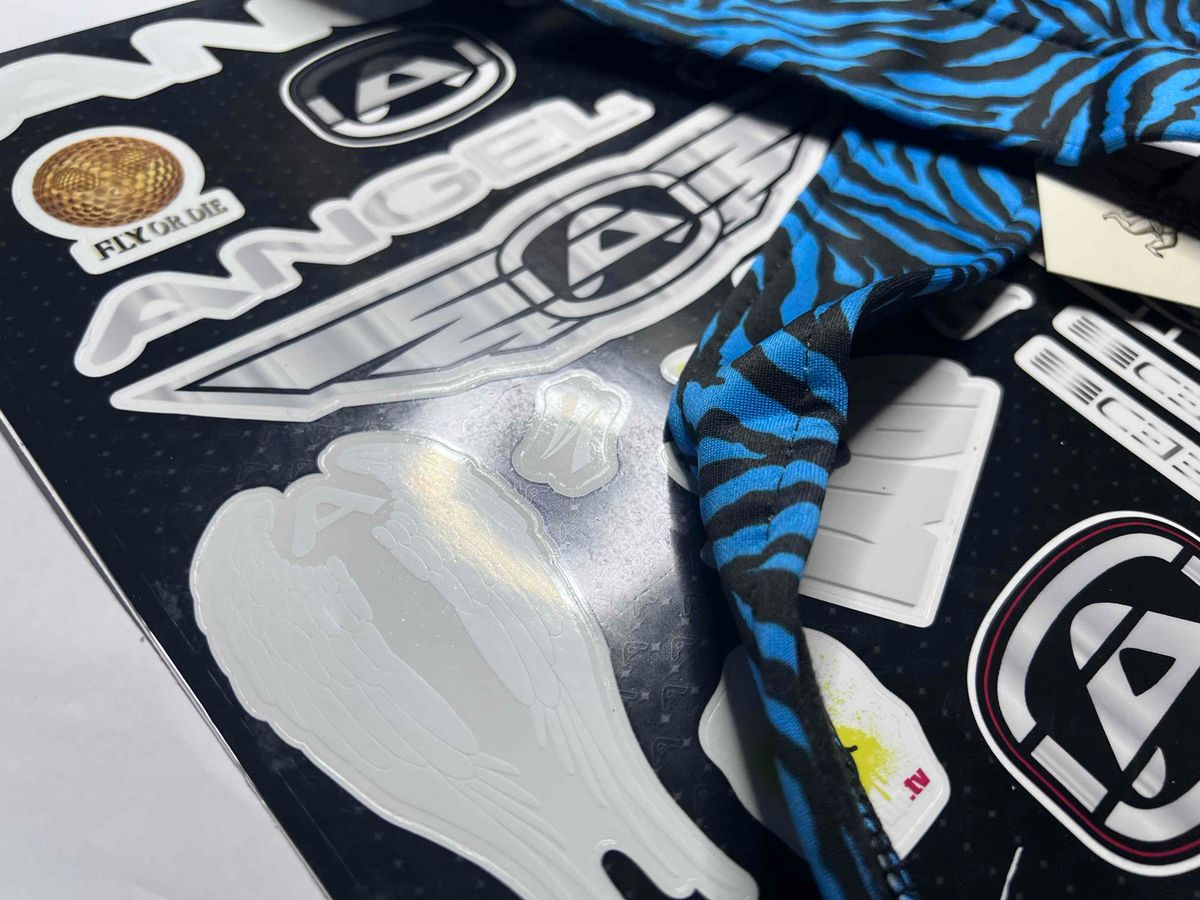 Angel Paintball Headband - CRIMSON + Angel Visor + Angel Sticker Sheet Lot