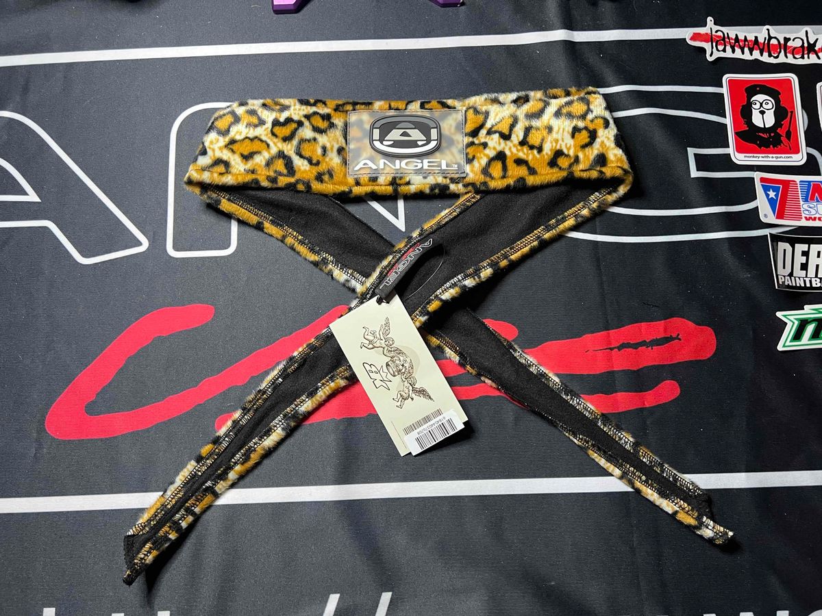Angel X Bubkerking Headband - Gold Snow Leopard - New oldstock