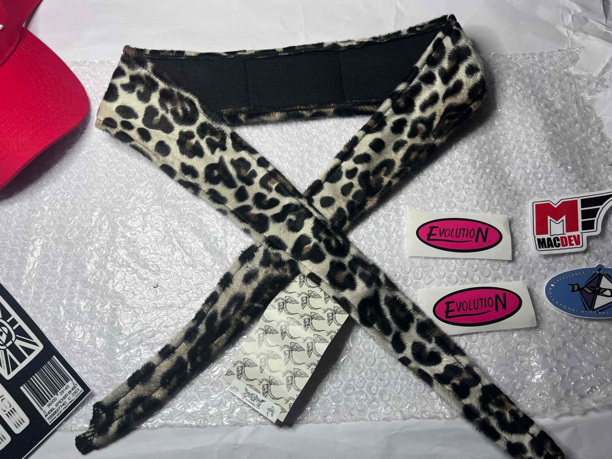 Angel Paintball Headband SNOW LEOPARD + Visor + Vintage Sticker Lot