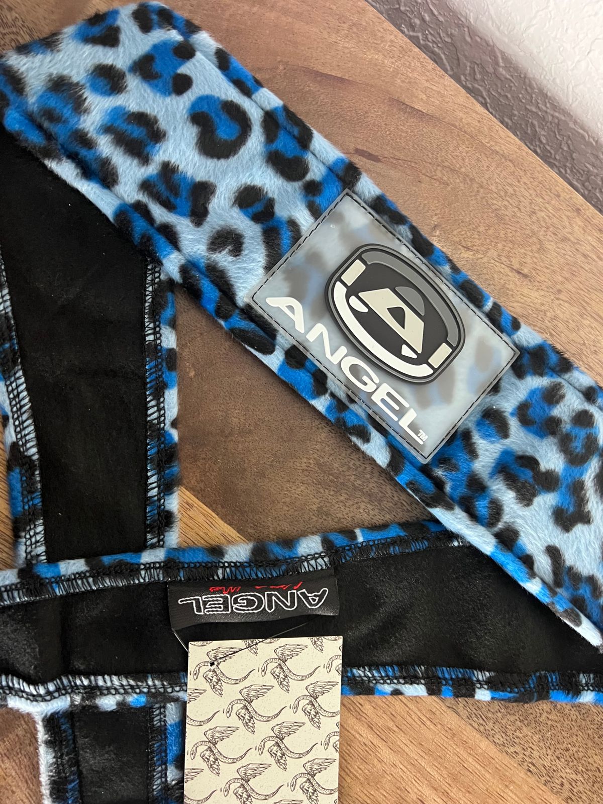 Angel x Bunkerking Paintball Headband - Blue Snow Leopard - Vintage - Padded
