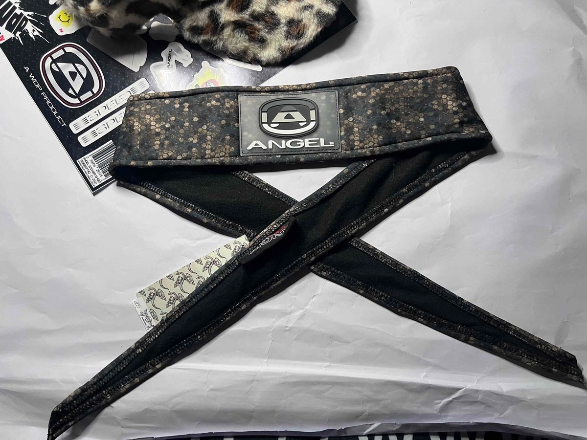 Angel Paintball Headband - Green/gold Camo + Angel Visor + Sticker Sheet Lot