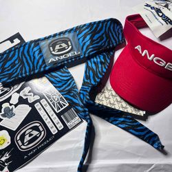 Angel Paintball Headband - BLUE TIGER + Angel Visor + Angel Sticker Sheet Lot