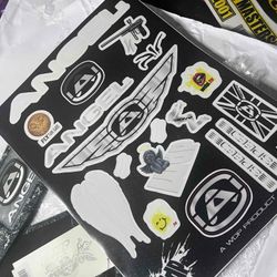 Angel Paintball Headband SNOW LEOPARD + Visor + Vintage Sticker Lot