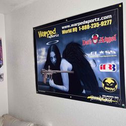 Warped Sportz Lasoya Dark Angel IR3 Paintball Banner - vtg, mint