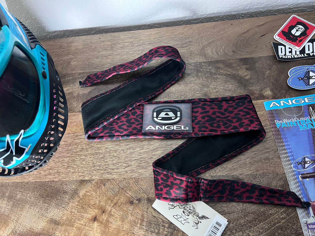 Angel x  Bunkerking Paintball Headband - Red Cheetah - Vintage - Padded - NOS