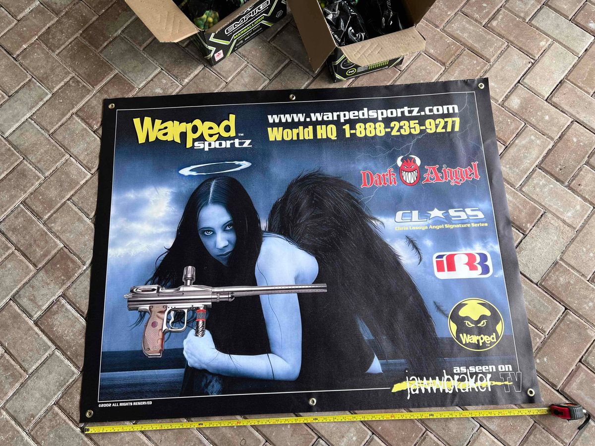 Warped Sportz Lasoya Dark Angel IR3 Paintball Banner - vtg, mint