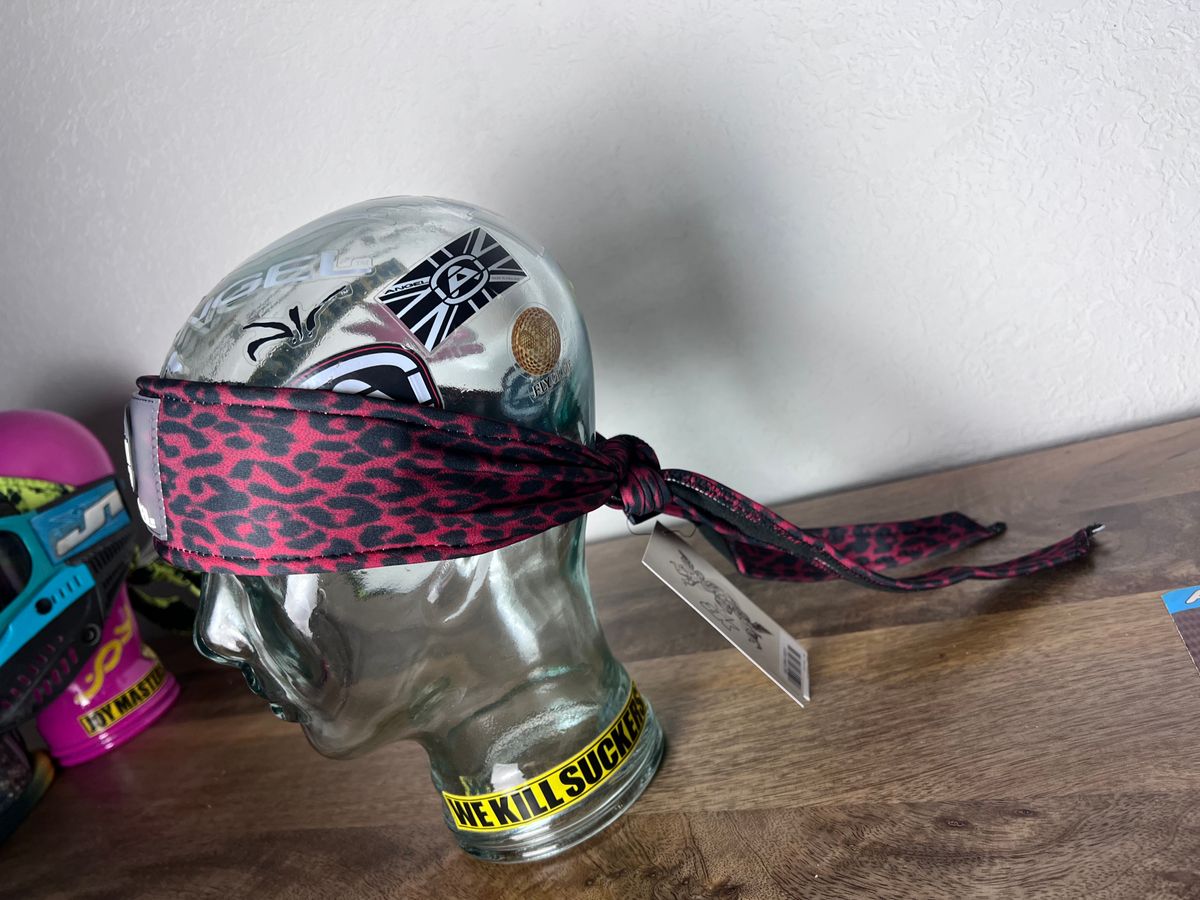 Angel x  Bunkerking Paintball Headband - Red Cheetah - Vintage - Padded - NOS
