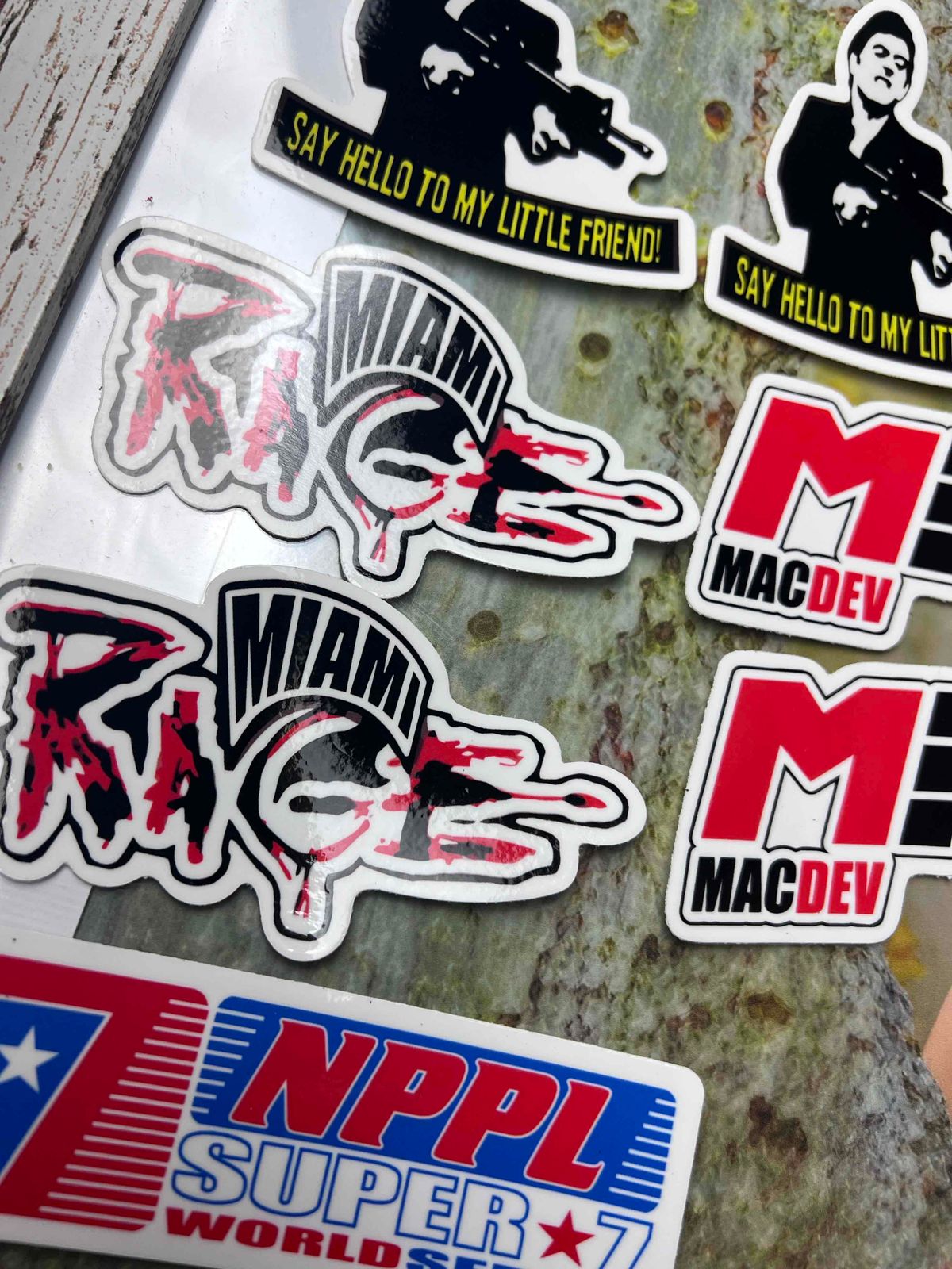 MacDev Miami Rage NPPL ( 7 stickers ) new oldstock, mint