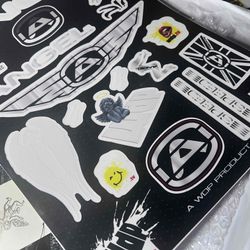 Angel Paintball Headband SNOW LEOPARD + Visor + Vintage Sticker Lot