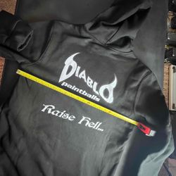 Diablo Paintball Trauma Hoodie - Size L  - Bonus Vtg Diablo Sticker Sheets - NOS