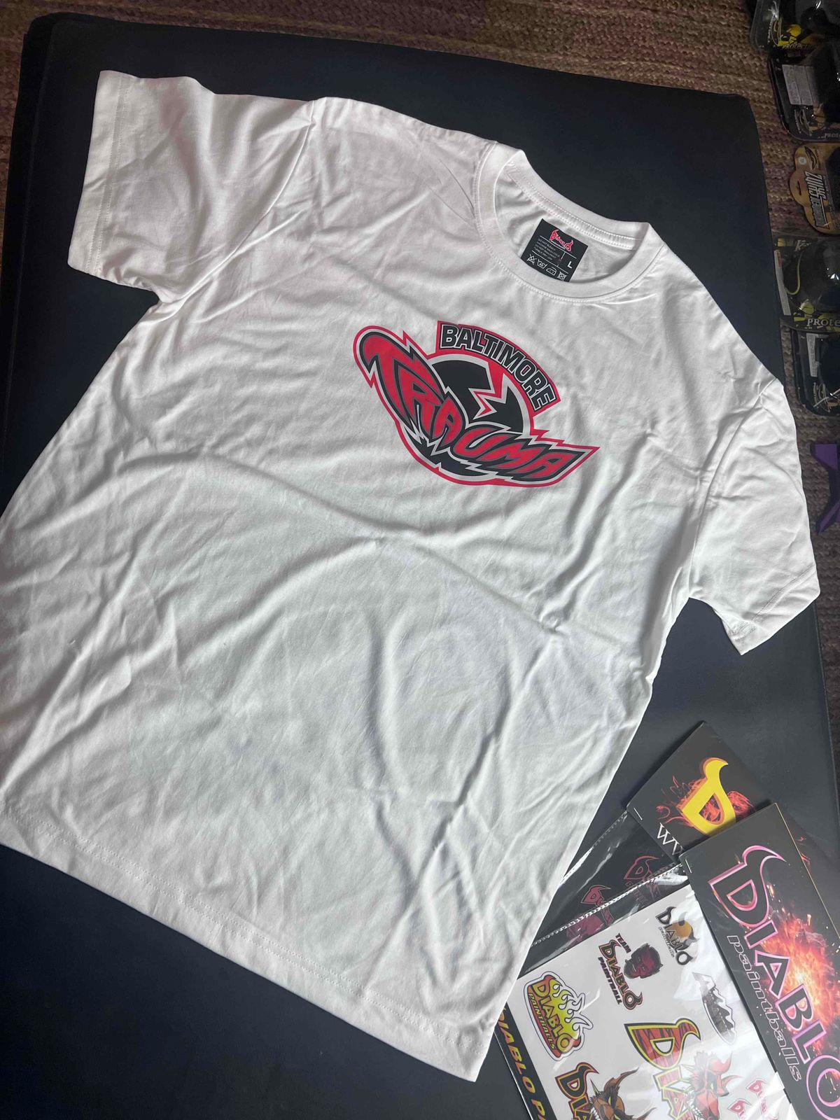 Vintage🔥 Diablo Trauma Paintball  T Shirt - Size L  - Free Vtg Stickers