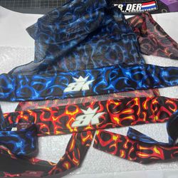 Bunkerking Headwraps - $60 each - Electric blue and Red flames