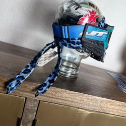 Angel x Bunkerking Paintball Headband - Blue Snow Leopard - Vintage - Padded