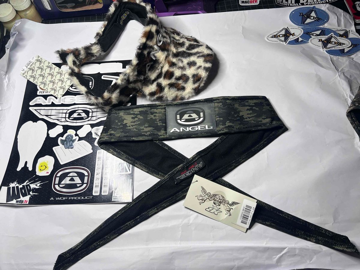 Angel Paintball Headband - Green Digicamo + Angel Visor + Sticker Sheet Lot