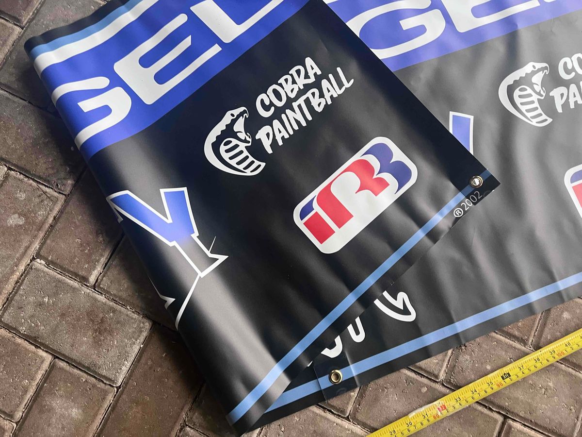 Dynasty Cobra Paintball Angel Banner c.2002 - two sides - vtg, mint 