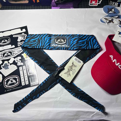 Angel Paintball Headband - BLUE TIGER + Angel Visor + Angel Sticker Sheet Lot