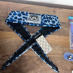 Angel x Bunkerking Paintball Headband - Blue Snow Leopard - Vintage - Padded