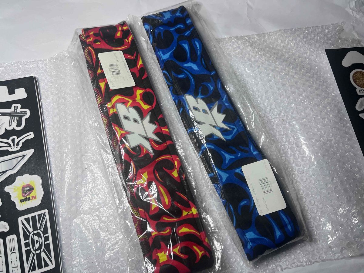 Bunkerking Headwraps - $60 each - Electric blue and Red flames