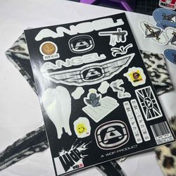 Angel Paintball Headband - SNOW LEOPARD VALHALLA + Angel Visor + Angel Sticker Sheet Lot