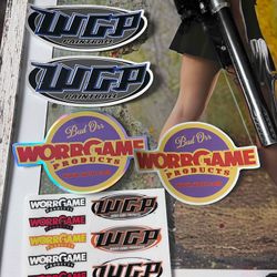 vintage WGP sticker lot - one sticker sheet + 4 large stickers