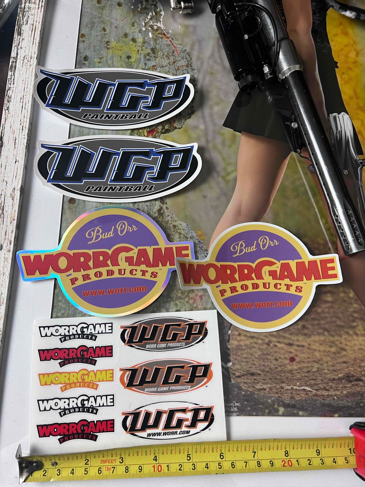 vintage WGP sticker lot - one sticker sheet + 4 large stickers
