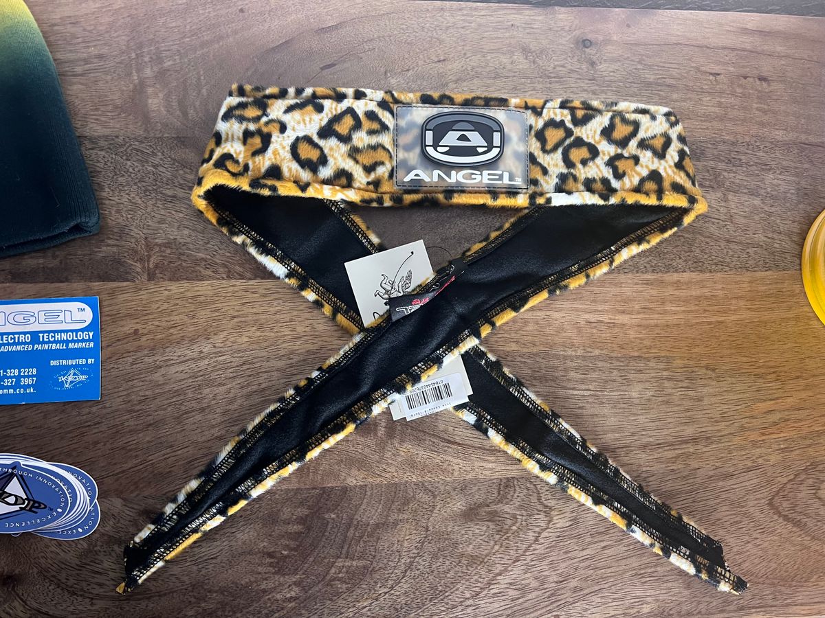 Angel x Bunkerking Paintball Headband - Gold Snow Leopard - Vintage - Padded