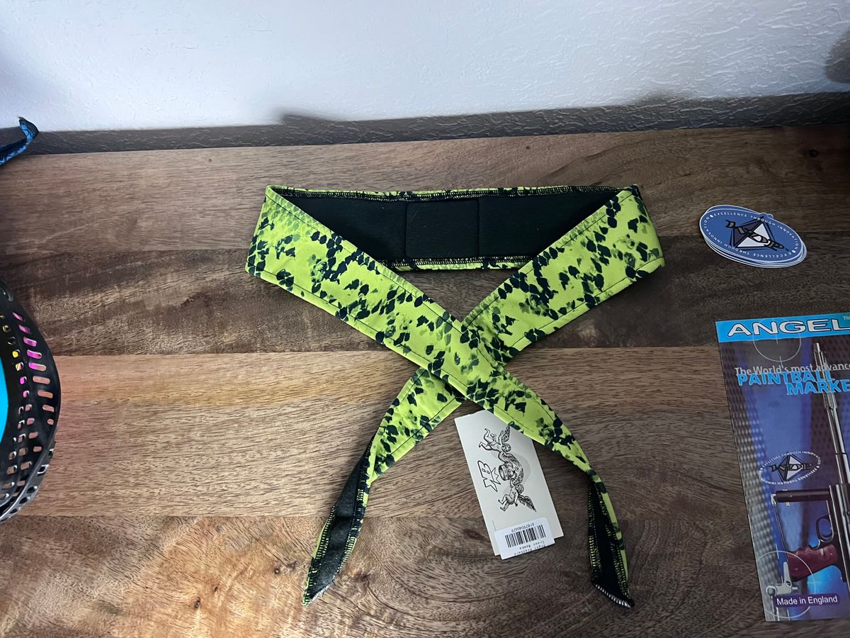 Angel x  Bunkerking Paintball Headband - Green Mamba - Vintage - Padded - NOS