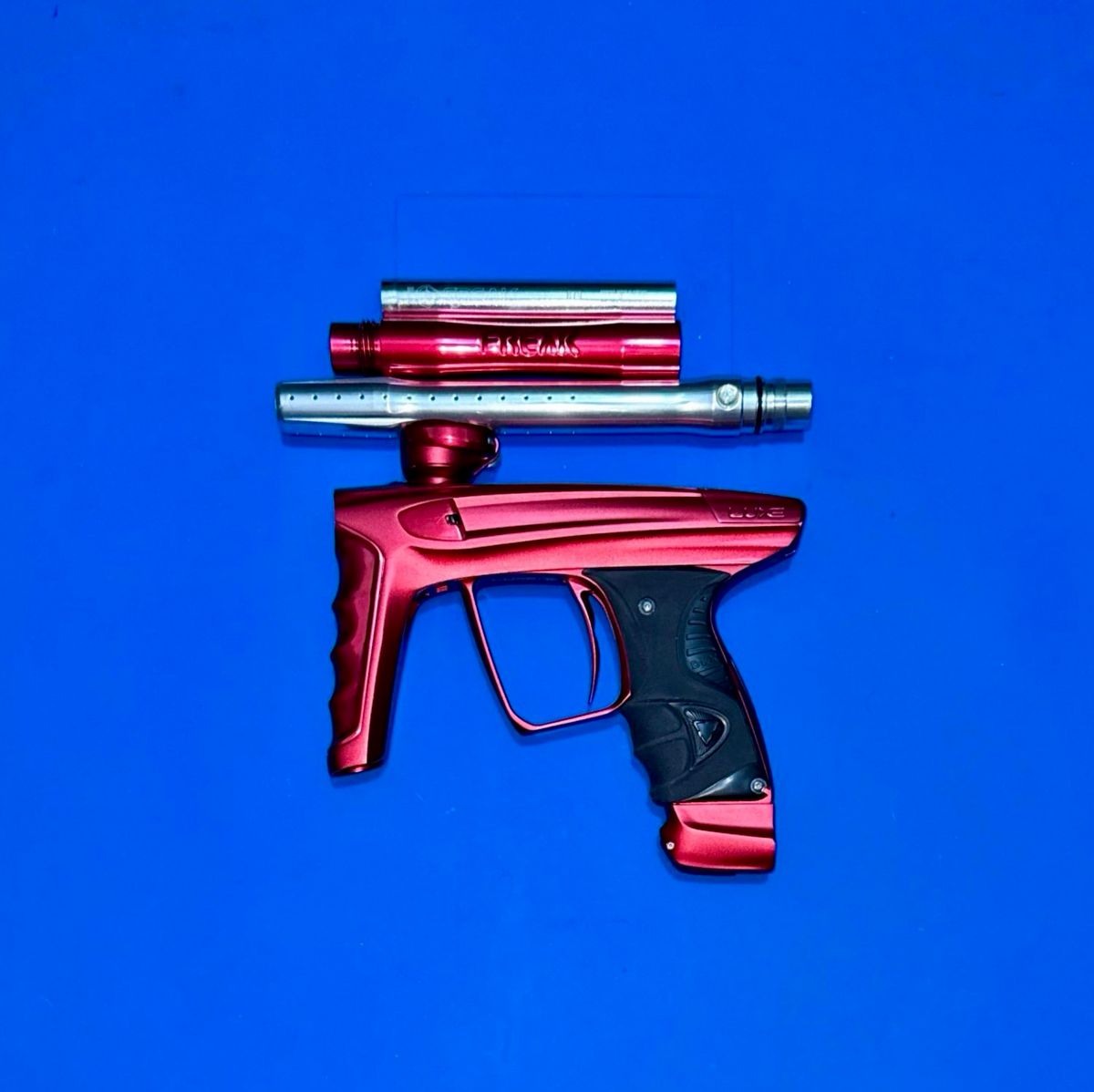 💥 DLX Luxe X Paintball Gun Marker - With Freak Barrel Kit - RED and Silver 💥