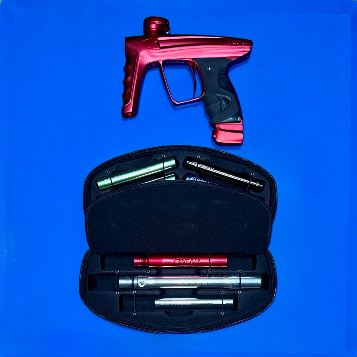 💥 DLX Luxe X Paintball Gun Marker - With Freak Barrel Kit - RED and Silver 💥
