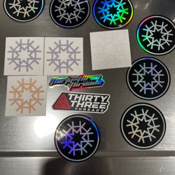 HIRMESIS LOT 13 Stickers, 2 MICRO FIBERS NEW, 1 GOLD KEYCHAIN, 1 REVERSIBLE WRIST BAND NEW! 