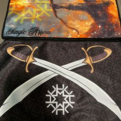 HIRMESIS LOT 13 Stickers, 2 MICRO FIBERS NEW, 1 GOLD KEYCHAIN, 1 REVERSIBLE WRIST BAND NEW! 