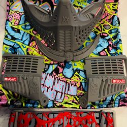 SUPERDEAD PRIMO SUNDAZE STEALTH GREY MASK SET EARS, PLUGS, RAINBLADE, GOGGLE STRAP & MASK BOTTOMS/ BAG NEW